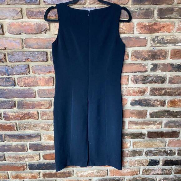 Tahari Arthur S Levine Black Sleeveless Knee Length Sheath Pencil Dress Size 2P - Picture 6 of 7